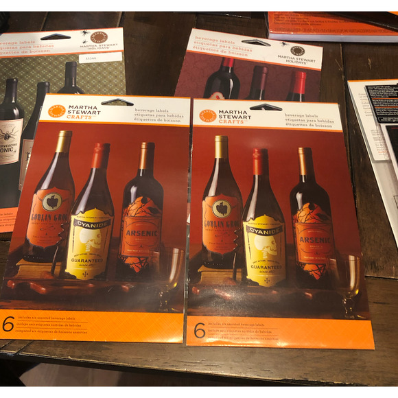 NWT MARTHA STEWART Holidays Halloween Party Wine Bottle Adhesive Decor 48 Labels - Picture 8 of 10